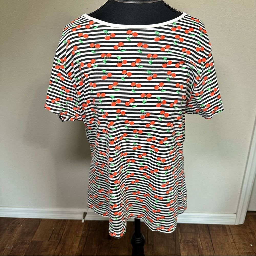 Primark Cherry Striped Short Sleeve Tee